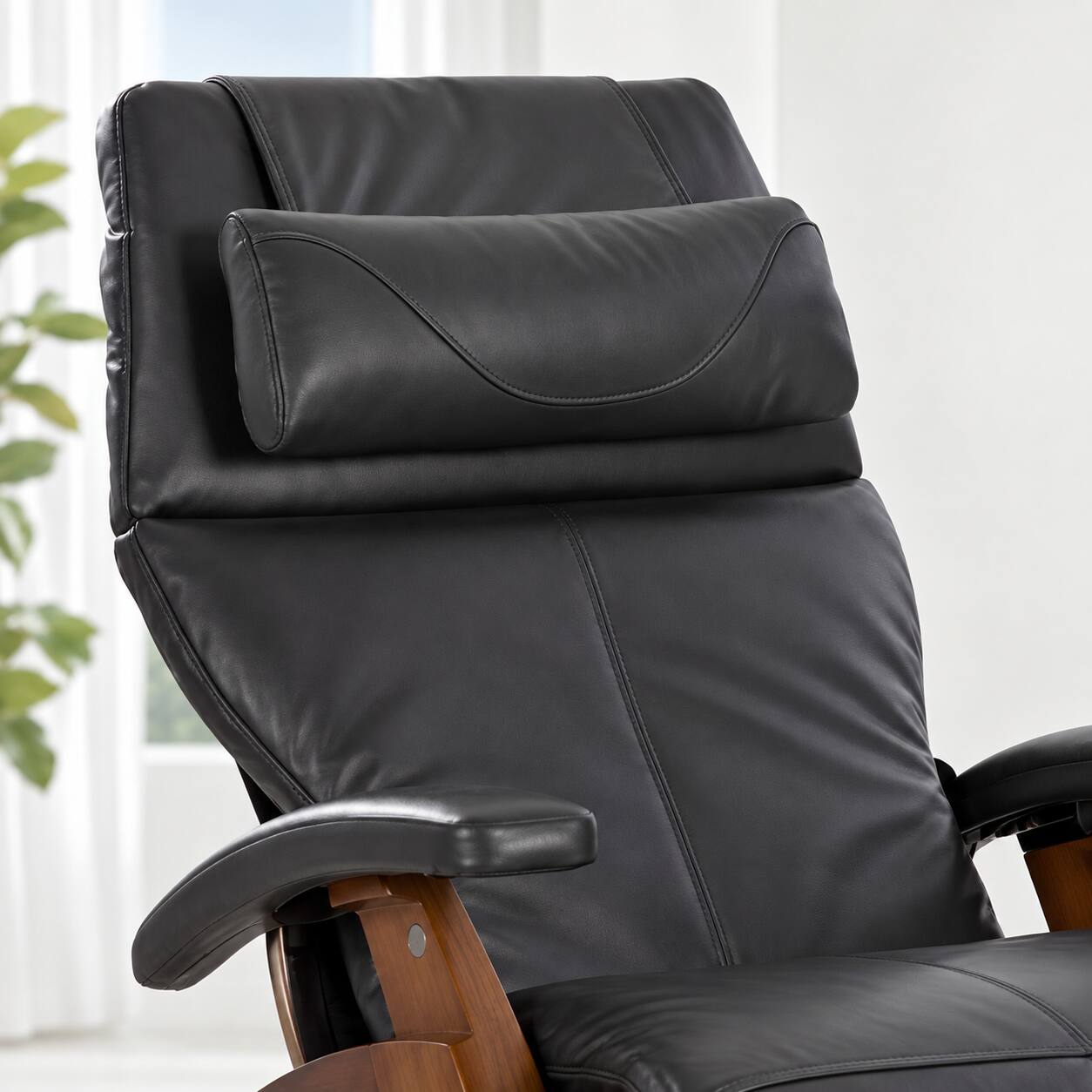 Alt View 2. Human Touch - Human Touch Perfect Chair PC-420 Classic Manual Plus Zero Gravity Chair Recliner with Solid Wood Base - Dark Walnut / Black SofHyde / Comfort.