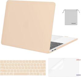 mosiso - MacBook Pro 13" hard shell case with keyboard skins, screen protector and storage bag - Apricot