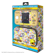 **POCKET PLAYER MAX + TRAVEL CASE**
**MY ARCADE**
- 4 GAMES INCLUDED
- HIGH SCORE SAVING
**4 JEUX INCLUS**
**SAUVEGARDE DES MEILLEURS SCORES**
**PACMAN**
**PORTABLE GAMING SYSTEM**
**SYSTÈME DE JEU PORTATIF**
**FULLY PLAYABLE | ENTIEREMENT JOUABLE**
**PAC MAN™ & © Bandai Namco Entertainment Inc.**