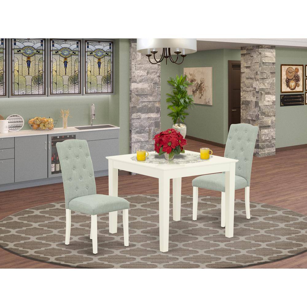 Left. East West Furniture - Dining Room Set Linen White - Brown.