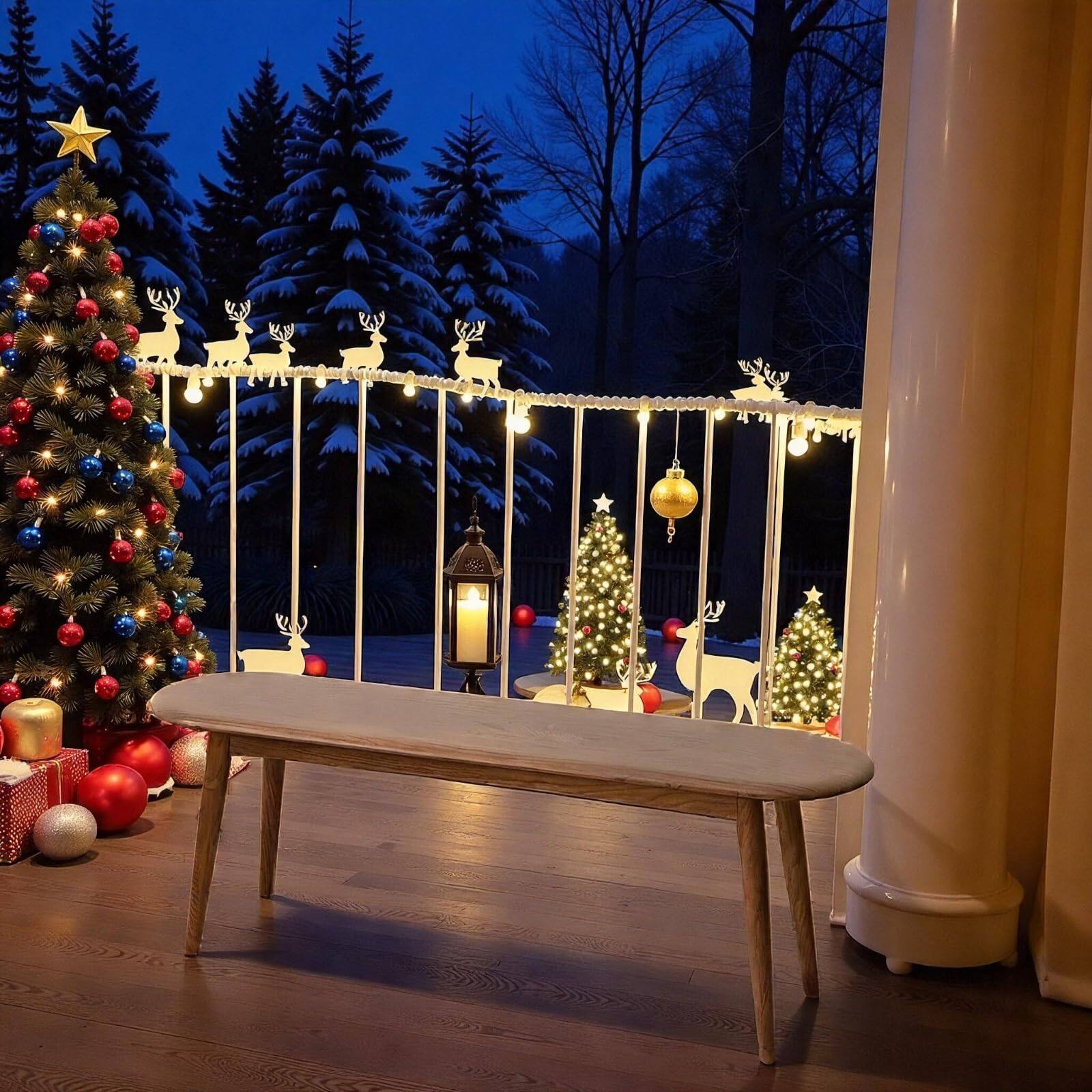 Alt View 7. Ecooso - 48-inch Solid Oak Wood Bench for Dining or Bedroom, 440 lbs Load Capacity - Walnut.