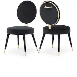 Meridian Furniture - Brandy Velvet Dining Chair, Set of 2 - Black