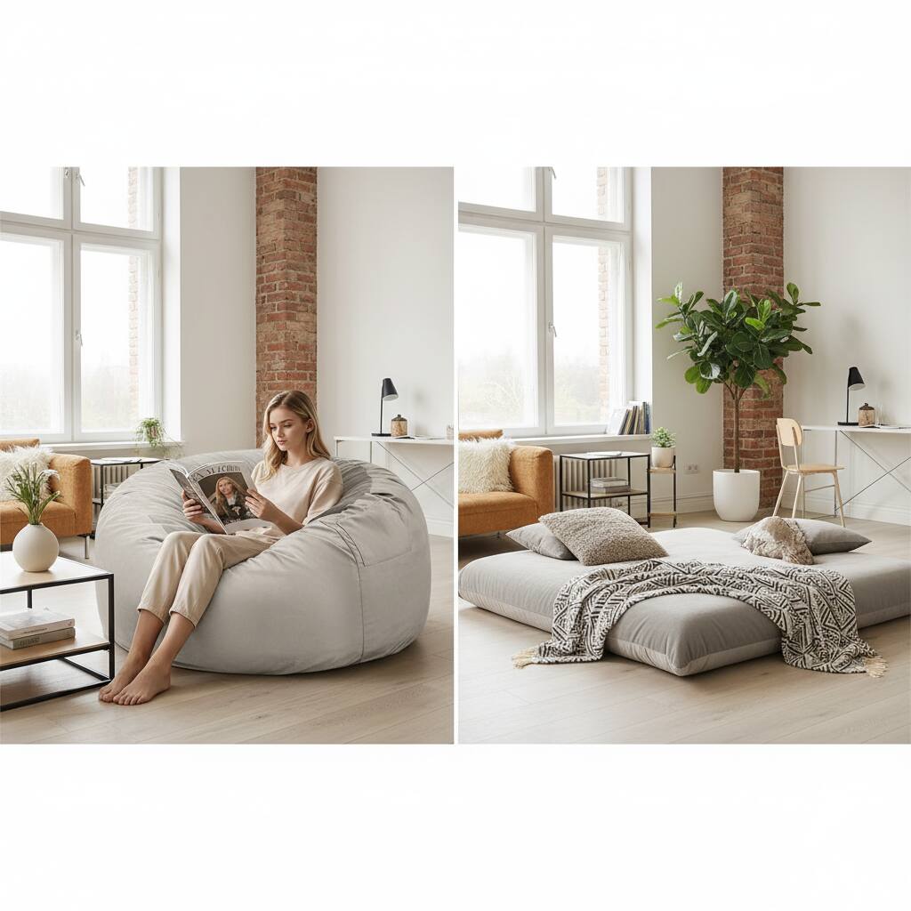Alt View 4. AOITUN - 4ft Bean Bag Chair with Filler Included, Comfy Sofa Sack for Adults Teens, Soft Washable Cover for Dorm Bedroom - Grey.