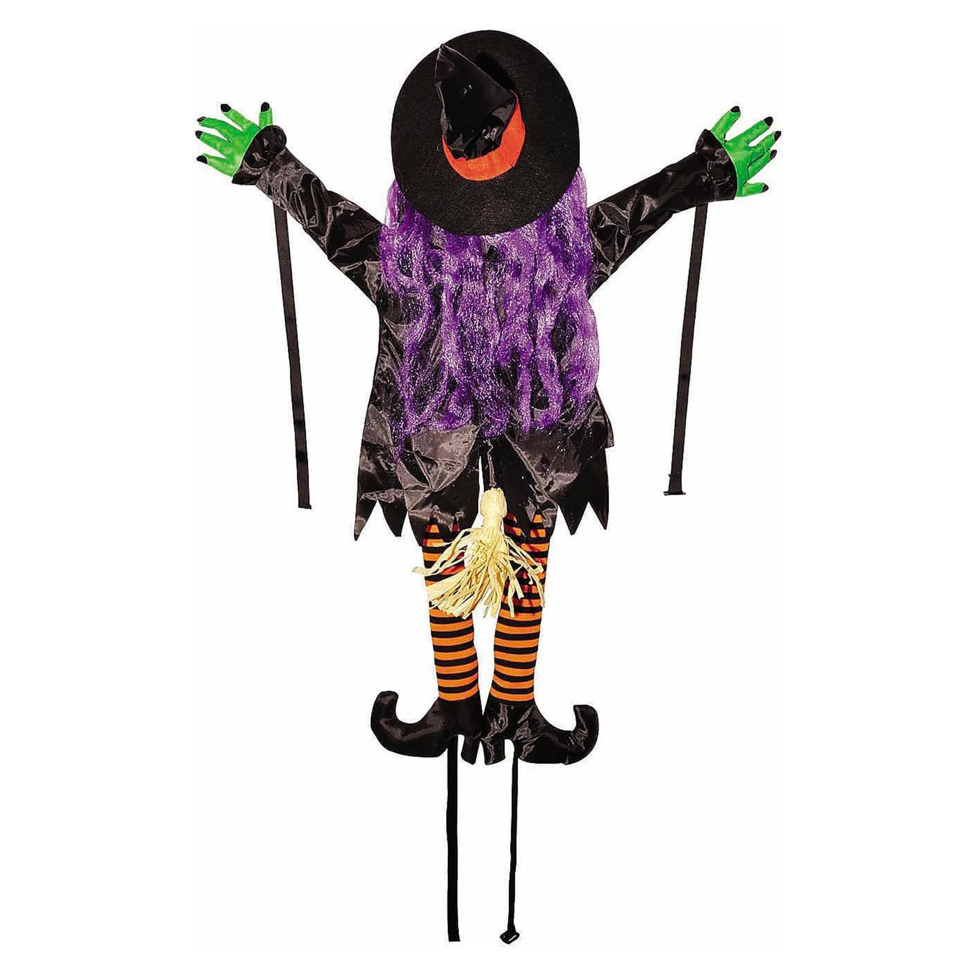 Front. Funworld - Wrong Way Witch Halloween Décor Tree Hugger - Purple.