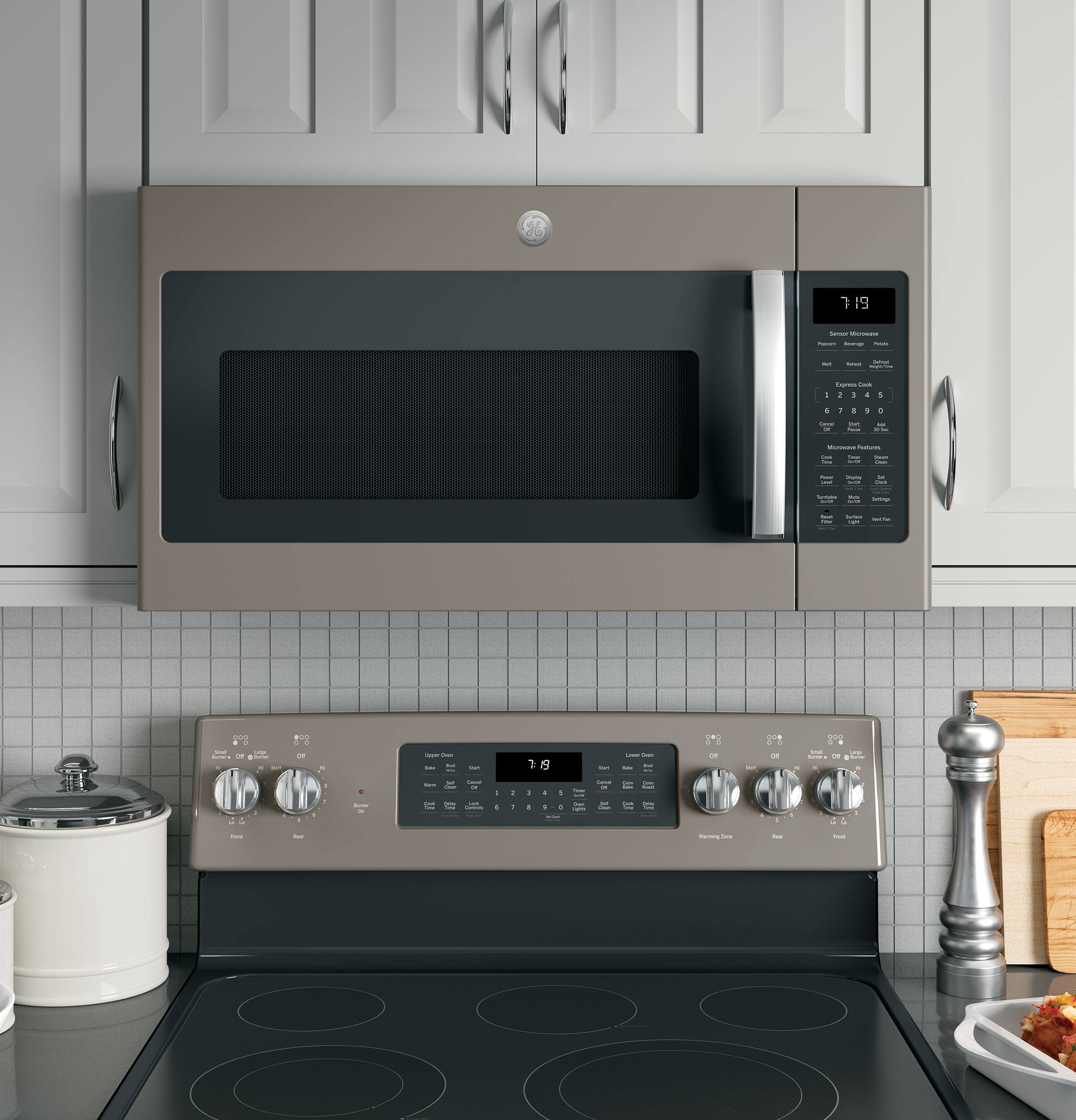 Alt View 11. GE - 1.9 Cu. Ft. Over-the-Range Microwave with Sensor Cooking and Steam Cleaning - Fingerprint Resistant Slate.