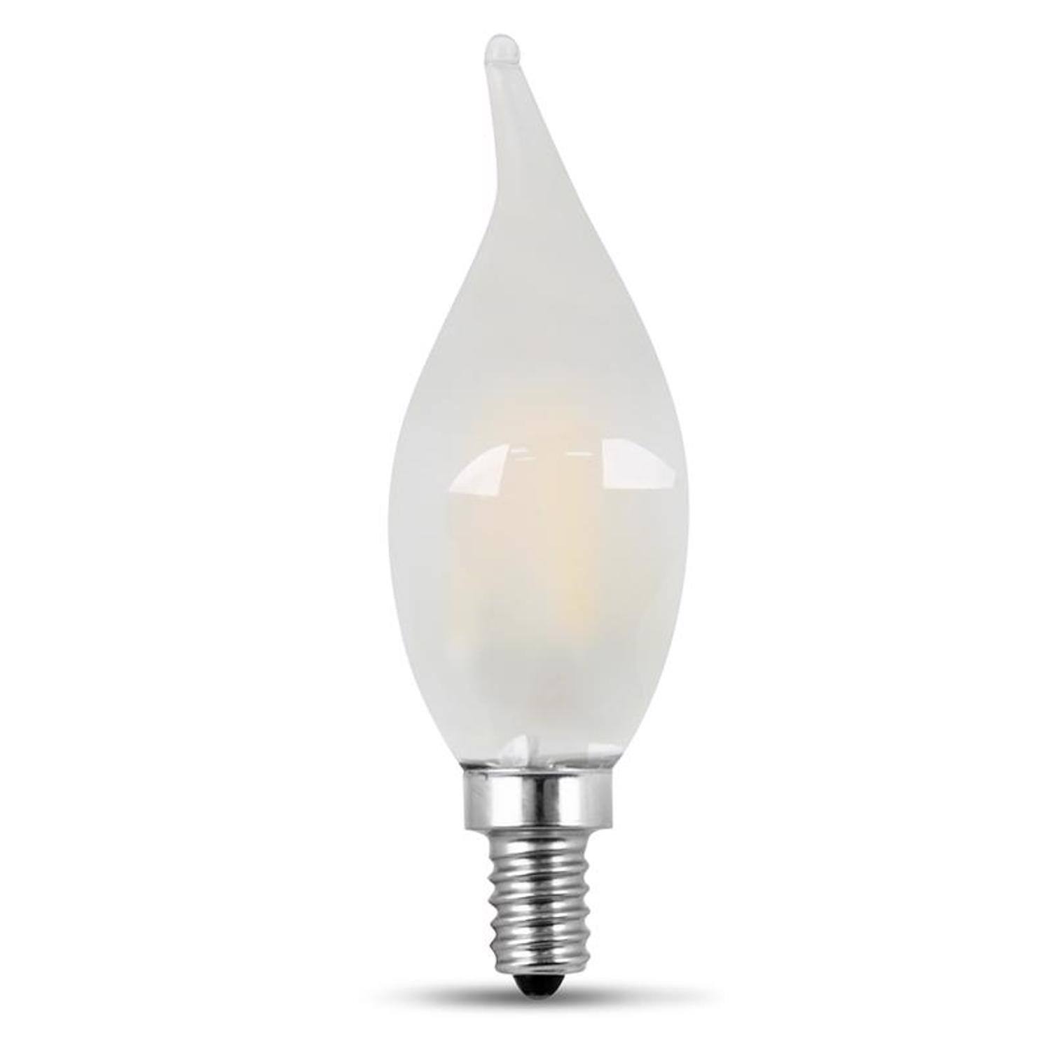 Angle. FEIT ELECTRIC - Feit CA10 (Flame Tip) E12 (Candelabra) LED Bulb Soft White 60 Watt Equivalence 2 pk.