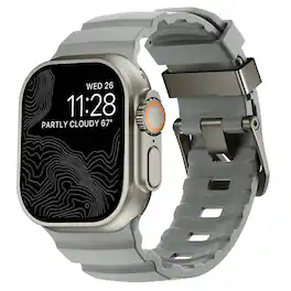 Dteck - Sport Band for Apple Watch Ultra 49mm/Series 11 10 9 8 7 6 5 4 SE 44/45/46mm, Durable Silicone Strap with Metal Hardware - Gray-Titanium Buckle