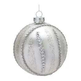 BreeBe - Jeweled Glass Ball Ornament (Set of 6) - Silver