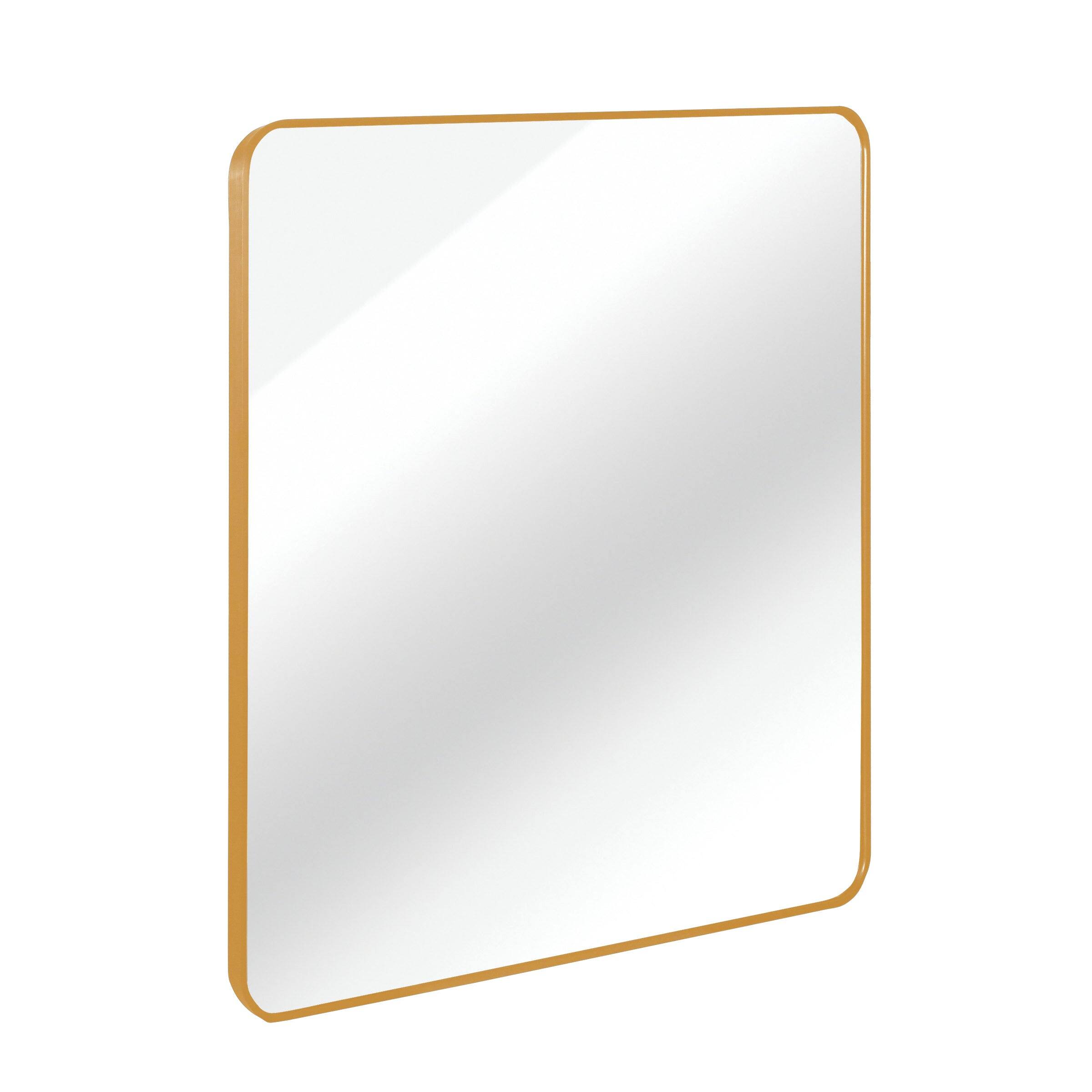 Alt View 2. BreeBe - 30 in x 30 in Gold Metal Framed Square Bathrrom Mirror for Wall. - Gold.