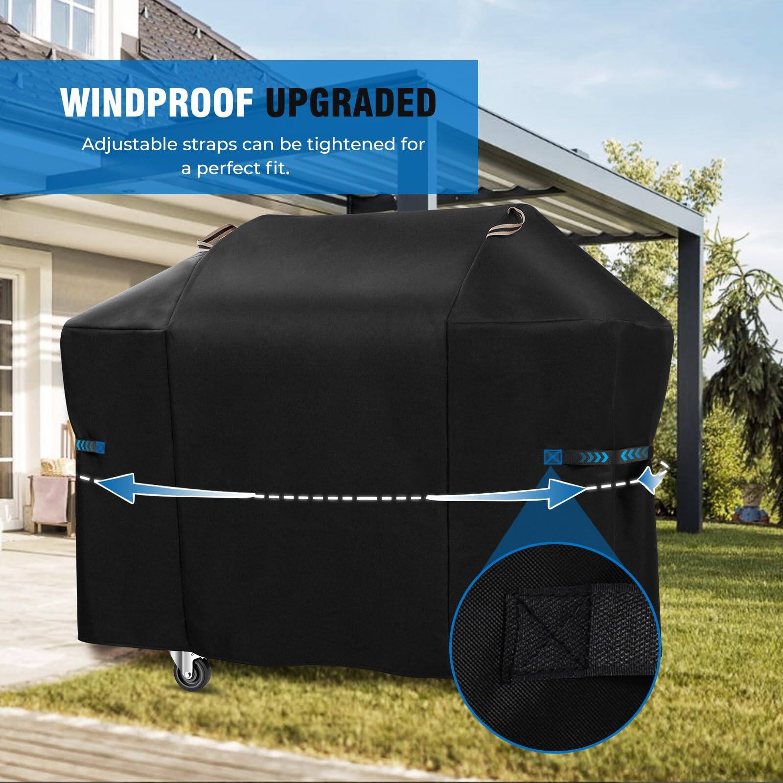 WINDPROOF UPGRADED  
Adjustable straps can be tightened for a perfect fit.