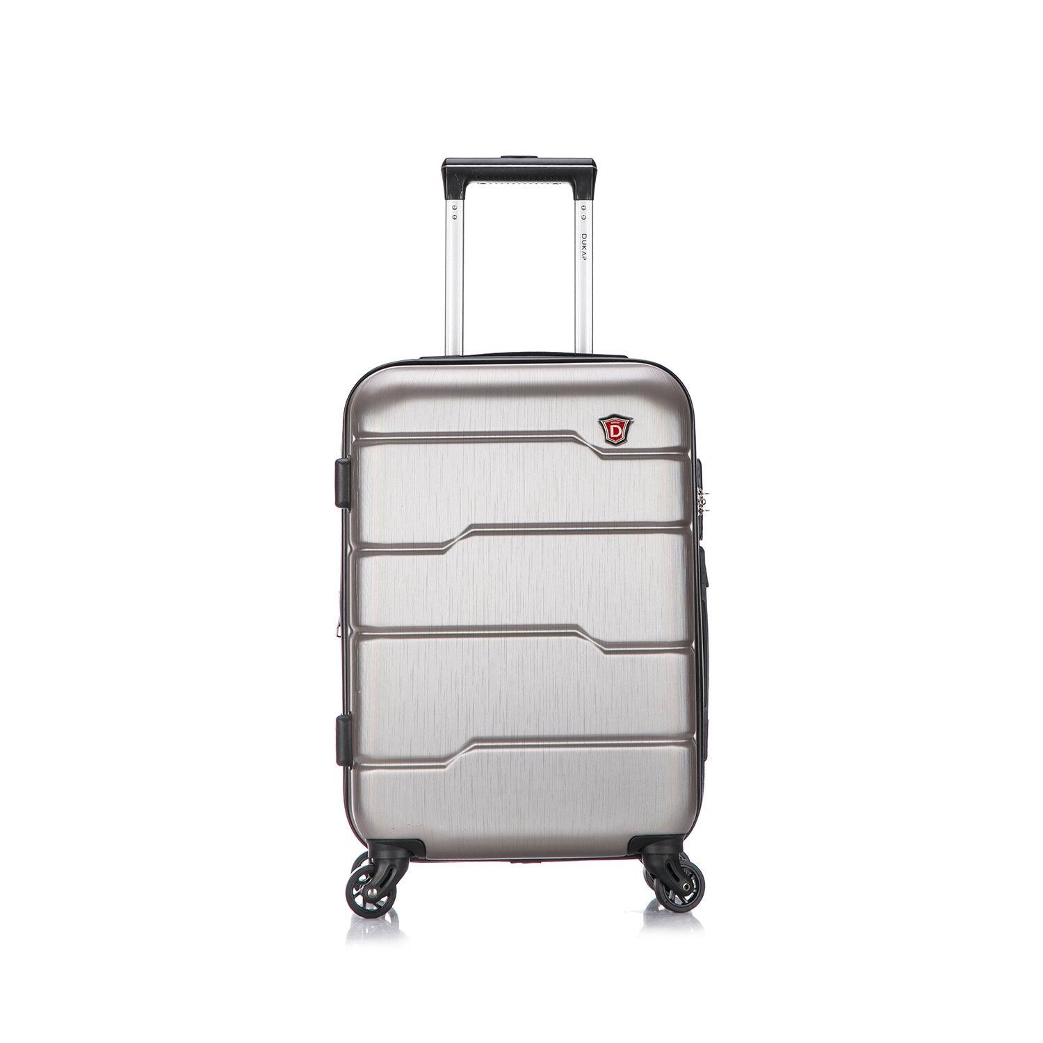 Angle. DUKAP - Rodez Lightweight Hardside Spinner Luggage 20" carry-on - SILVER.