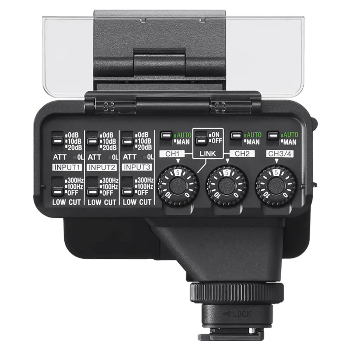 OdB OdB OdB 10dB 10dB 10dB 20dB 20dB 20dB ATT OL ATT OL ATT OL INPUT1 INPUT2 INPUT3 300Hz 300Hz 300Hz 100Hz 100Hz 100Hz OFF OFF OFF LOW CUT LOW CUT LOW CUT

#AUTO ON "MAN OFF CH1 LINK 5 5 10 0 10
AUTO "AUTO "MAN 'MAN CH2 CH3/4 5 10
LOCK