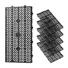 VEVOR - Plastic Pallets, 6 Pcs Plastic Pallets for Basement Storage, Nestable Lightweight Waterproof Storage Pad with Breathable - Black
