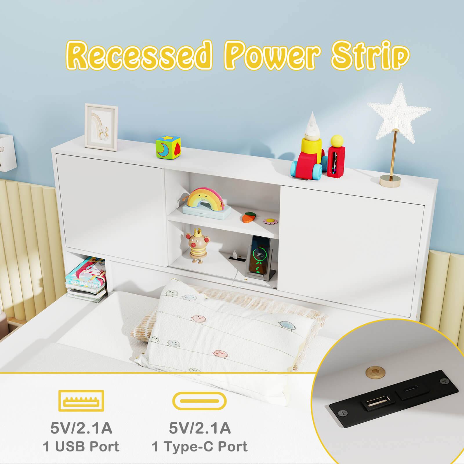 Recessed Power Strip - 5V/2.1A 1 USB Port 5V/2.1A 1 Type-C Port