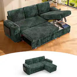 Dyonery - 85 "Modular sofa, with pull-out bed, 3-seat sofa, with storage, tool-free assembly - Green