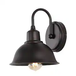 Jonathan Y - Frisco 8" 1-Light Farmhouse Industrial Iron LED Vanity, Oil Rubbed Bronze - Oil-Rubbed Bronze