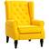 Front. Homcom - Mid-Century Modern Accent Chair, High Wingback Chair, Button-Tufted Upholstered Fabric Armchair - Yellow.