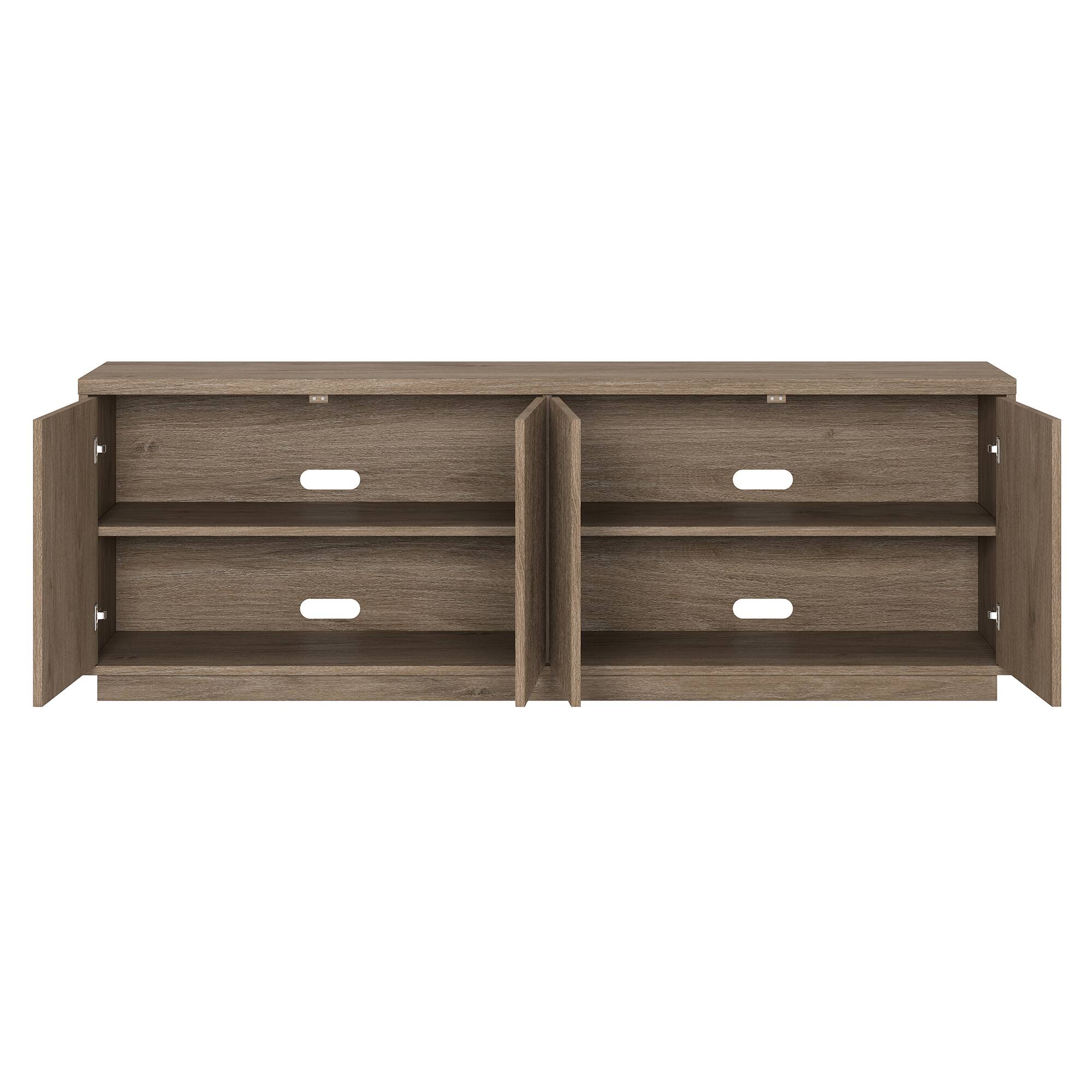 Alt View 1. Hudson&Canal - Hanson Rectangular Fluted TV Stand for TV's up to 75" in Antiqued Gray Oak - Antiqued Gray Oak.