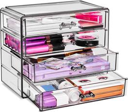 Sorbus - Makeup Organizer - 4 Drawer Acrylic Make Up Organizers and Storage for Cosmetics, Jewelry, Beauty Supplies - Black