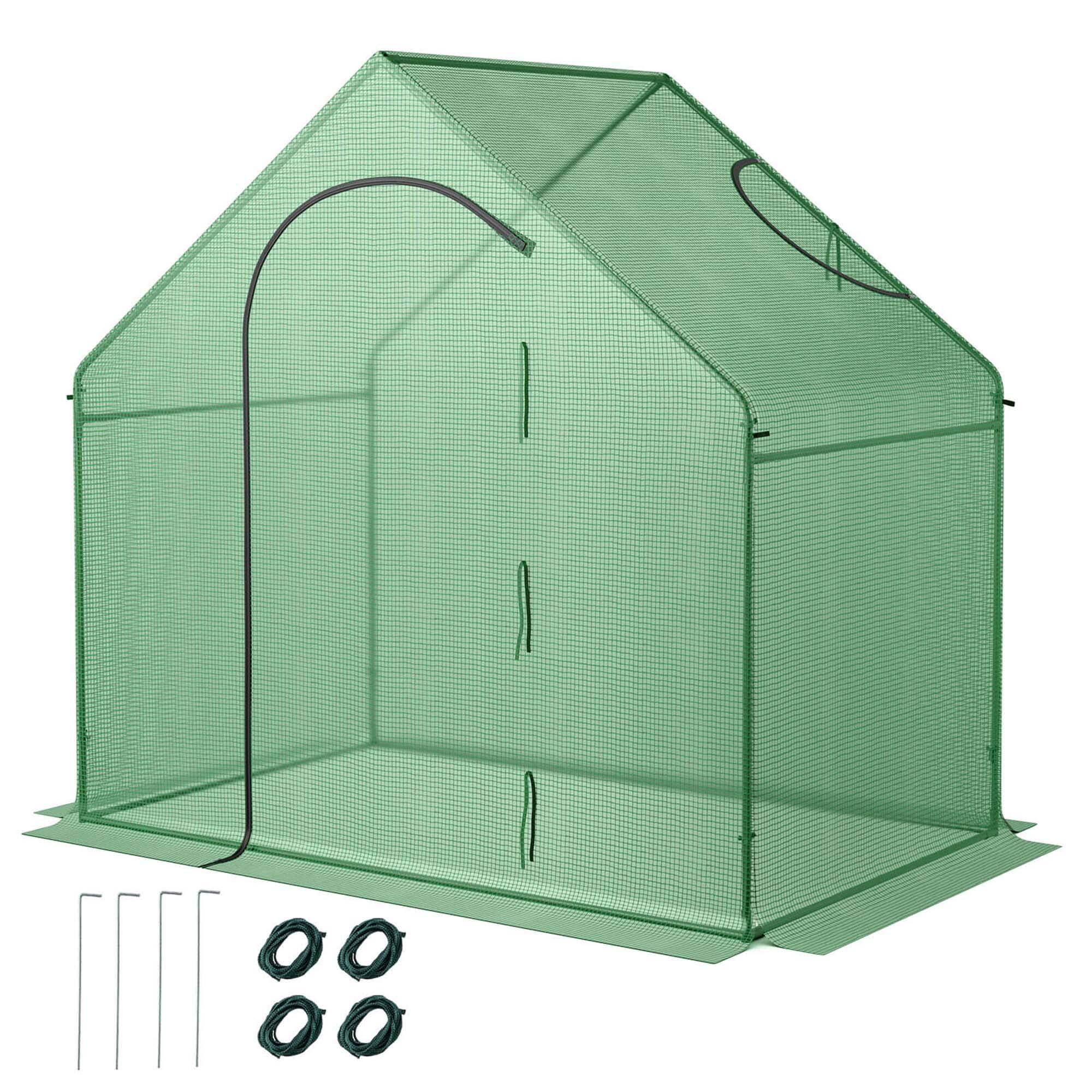 Alt View 9. Costway - 6 x 3 x 5.5FT Mini Walk-in Greenhouse with PE Cover Rustproof PE-Coated Metal Frame - Green.