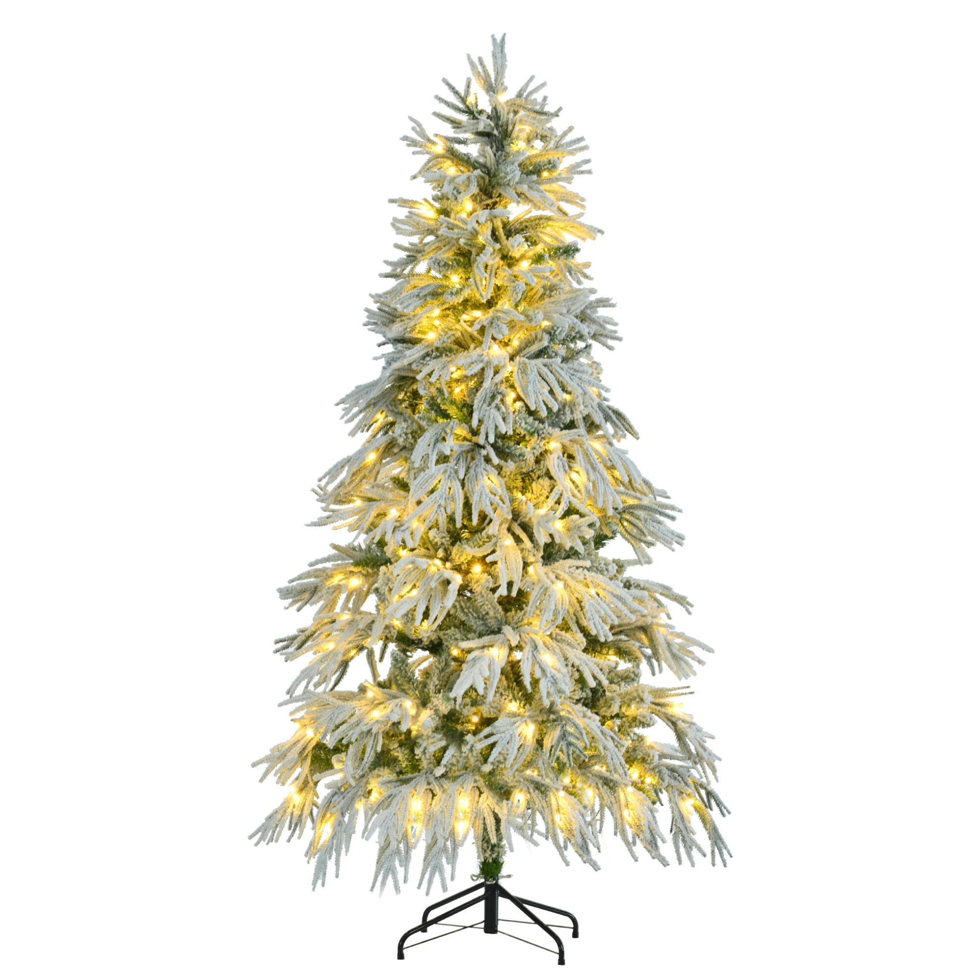 Alt View 4. Lirago - 6ft Pre-Lit Snow Flocked Artificial Christmas Tree with 300 Multi-Color LED Lights 8 Modes 790 Tips - White.