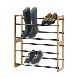 TRINITY - BASICS 2-Tier Expandable Shoe Rack 2-Pack Bamboo - Natural