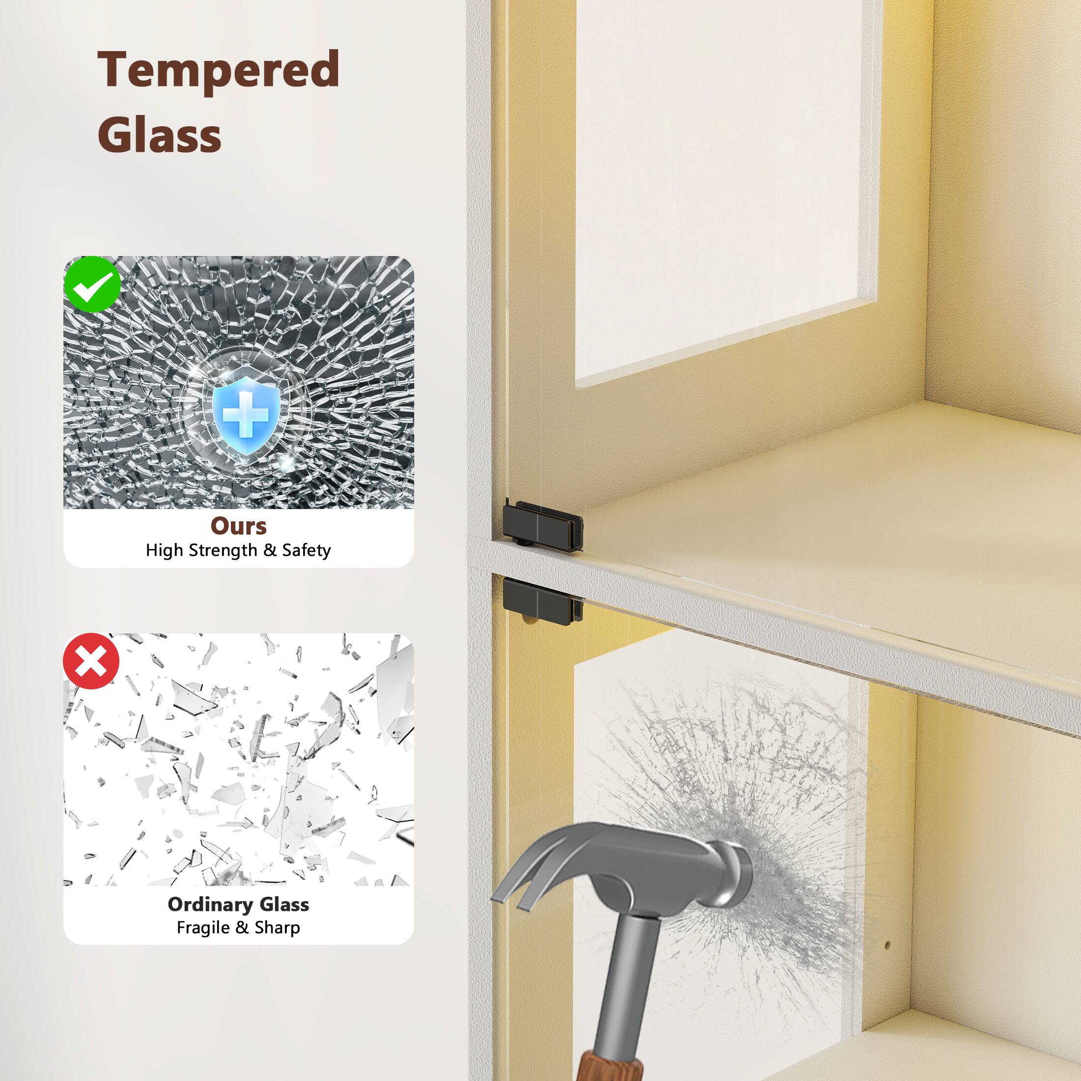 Tempered Glass: Ours High Strength & Safety

Ordinary Glass: Fragile & Sharp