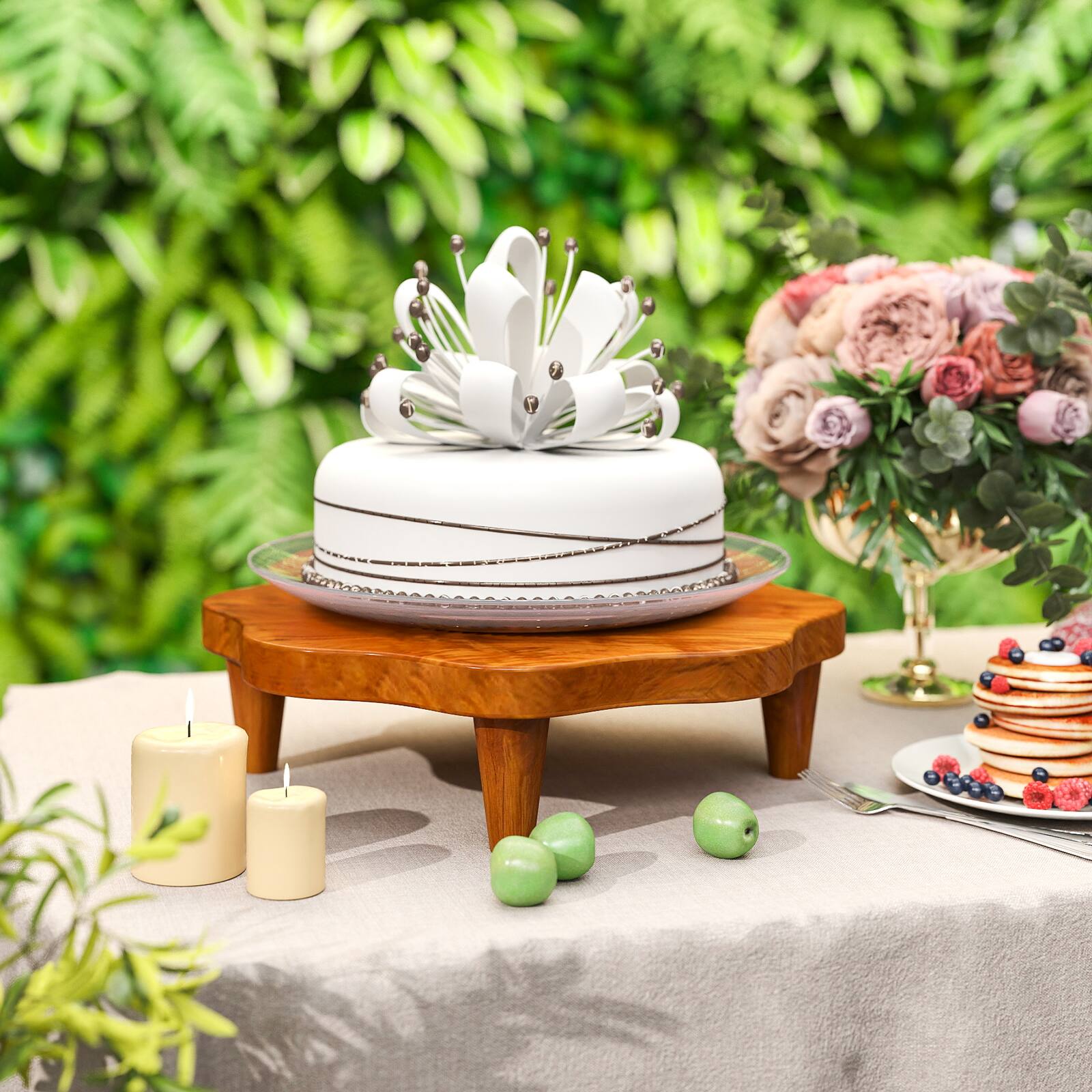 Alt View 7. Ecooso - 16 Inch Teak Wood Pedestal Stand for Coffee Table, Snacks and Display Décor - Natural.