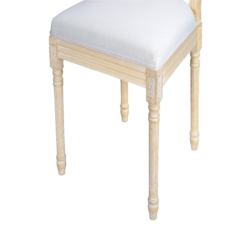 Alt View 10. Loheer - Loheer French Country Dining Chairs Set of 2 Upholstered Rattan Back Solid Wood Frame Beige - Beige.