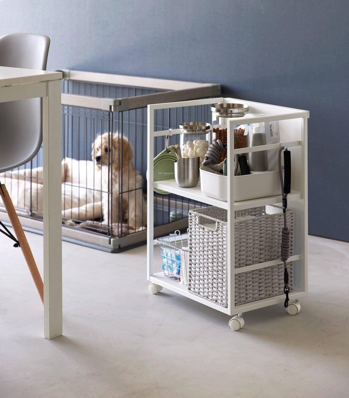 Alt View 2. Yamazaki Home - Two-Tier Hideaway Storage Cart (24" H)  - Steel - Black.