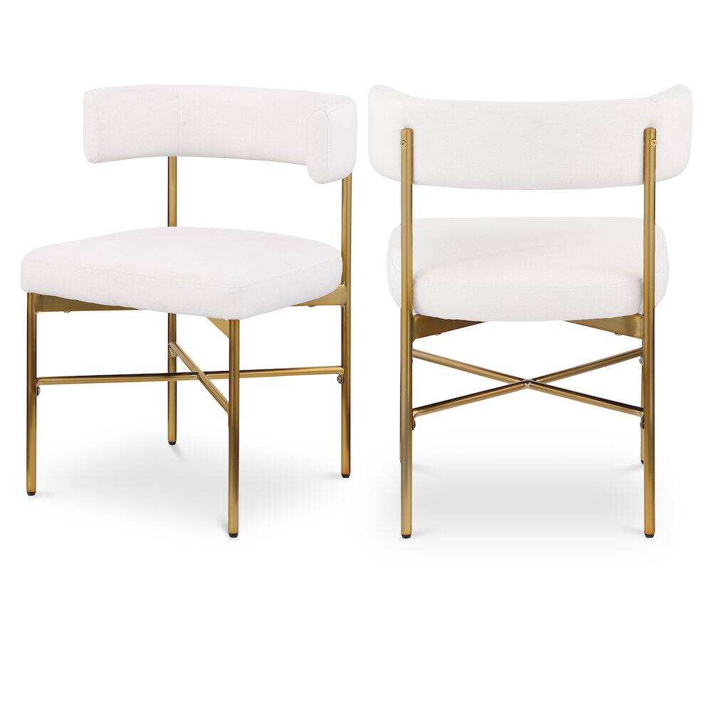 Meridian Furniture - Rivage Cream Durable Linen Textured Fabric Dining Chair, Set of 2 - Beige