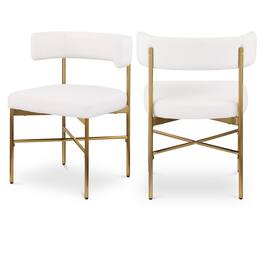 Meridian Furniture - Rivage Cream Durable Linen Textured Fabric Dining Chair, Set of 2 - Beige