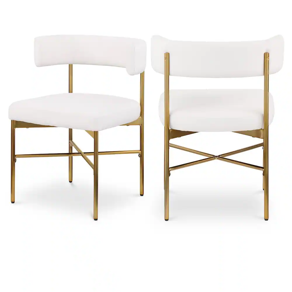 Front. Meridian Furniture - Rivage Cream Durable Linen Textured Fabric Dining Chair, Set of 2 - Beige.