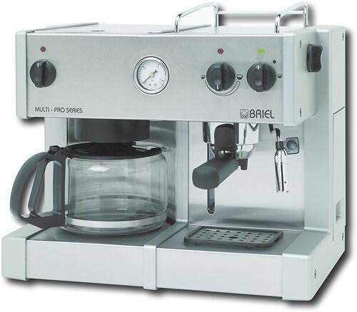 Angle Standard. Briel - Space Saver MultiPro Espresso and 10-Cup Coffeemaker - Brushed Chrome.