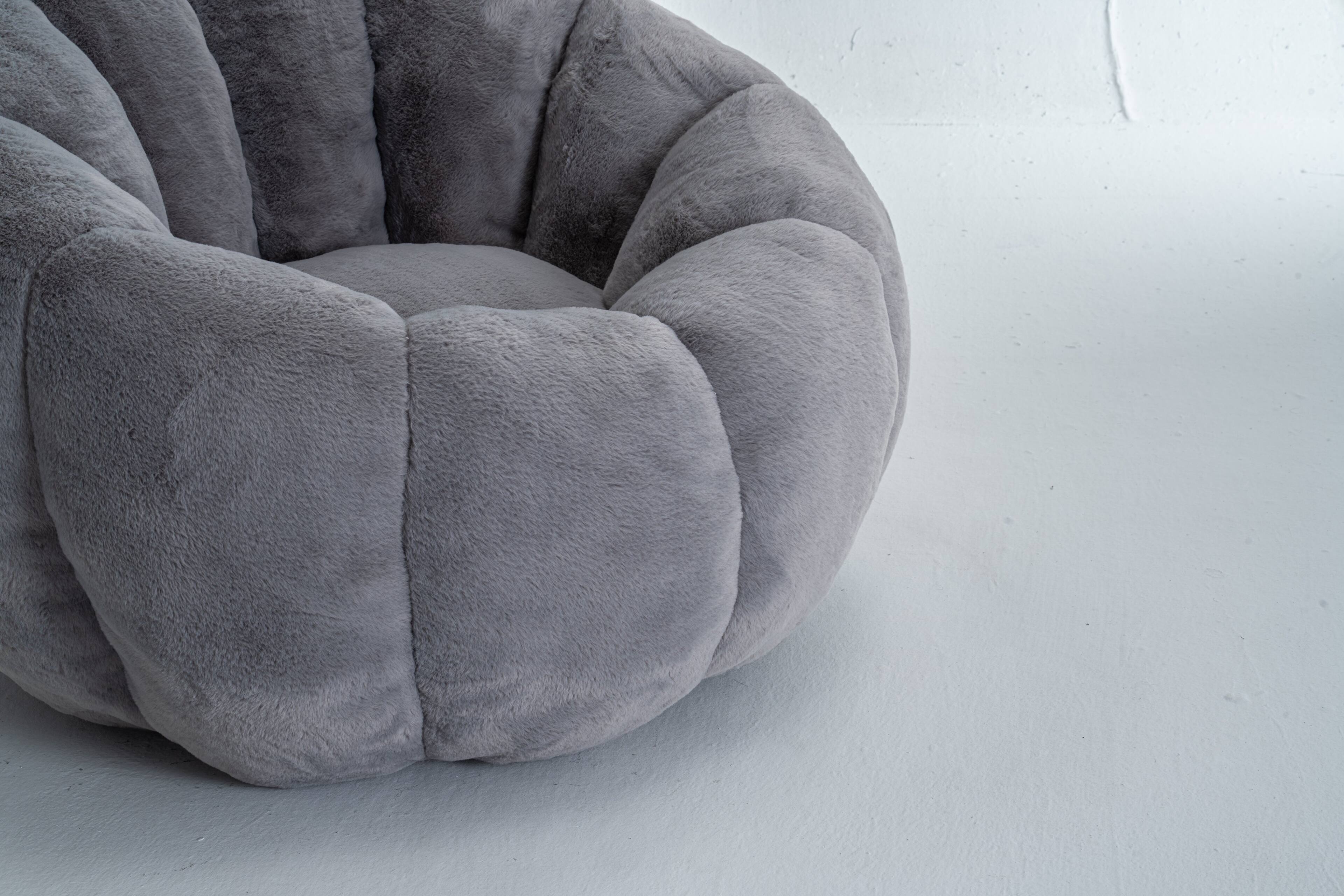 Alt View 6. LOVMOR - Large Faux Fur Bean Bag Chairs For Living Room Bedroom Reading Plush Cozy Ultra Relaxing Indoor Lounge Seating - Gray.