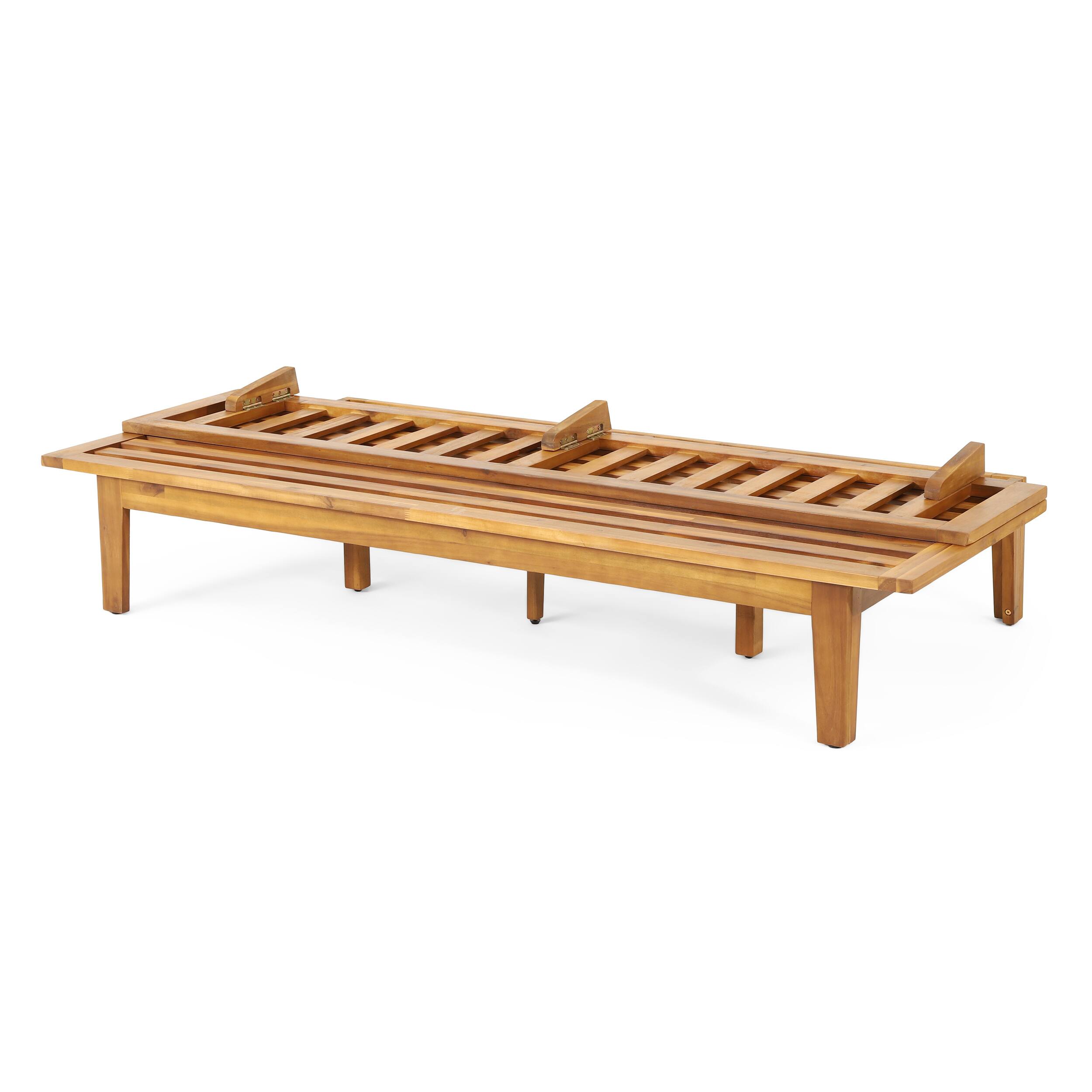 Alt View 5. Mondawe - Acacia Wood Convertible Daybed with Water-Resistant Cushions - Beige.