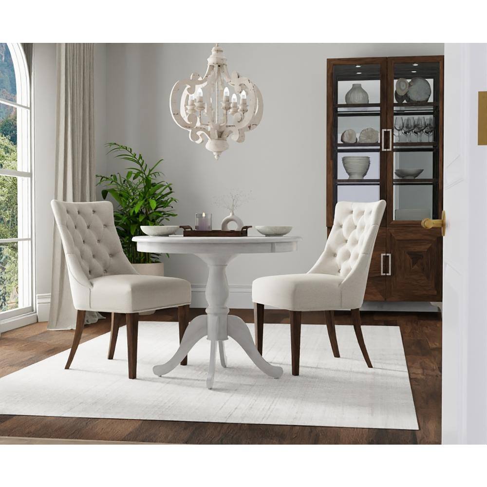 Alt View 4. Carolina Chair & Table - Fairview 36" Round Pedestal Dining Table - Whitewash - White.