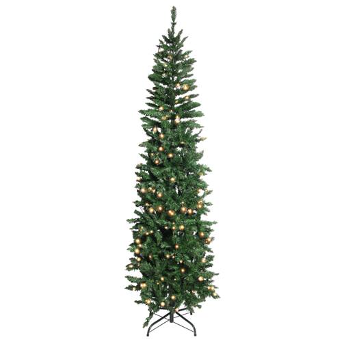 Alt View 2. Winado - 6.5 FT Pre-lit Artificial Pencil Christmas Tree with 250 LED Lights,719 Branch Tips, for Holiday Decoration - Green.