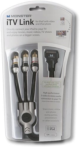 Front Standard. Monster Cable - TVLink 10' A/V Cable for Apple® iPod™ Photo and Video.