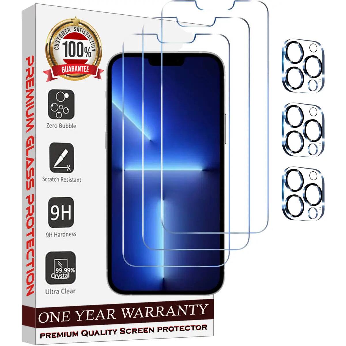 CUSTOMER 100% SATISFACTION GUARANTEE  
PREMIUM Zero Bubble GLASS Scratch Resistant  
9H Hardness  
PROTECTION  
ONE YEAR WARRANTY  
99.99% Clear  
PREMIUM QUALITY SCREEN PROTECTOR