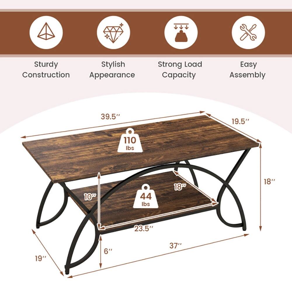 Sturdy Construction  
Stylish Appearance  
Strong Load Capacity  
Easy Assembly  

39.5"  
19.5"  
110 lbs  
10"  
44 lbs  
18"  
23.5"  
19"  
6"  
37"