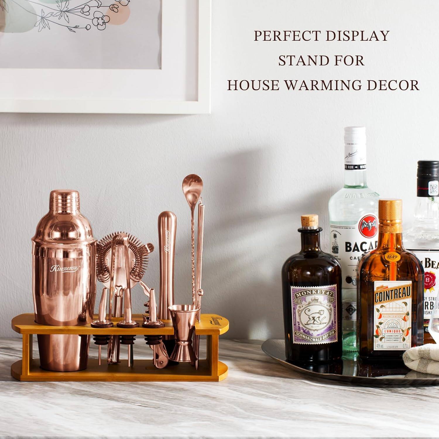 PERFECT DISPLAY STAND FOR HOUSE WARMING DECOR

UNA Kinsensn  
BAA CAL 149 BEA  
MONKEY 47 COINTREAU  
STRE RB | SK/ ... 01e LORIDUE LCRWART SNAENTAILIEE MALE PR