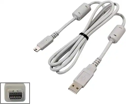 Front. OM System - High-Speed USB Cable for Camera & PC Connectivity, Reliable Data Transfer, Compact Accessory - White.