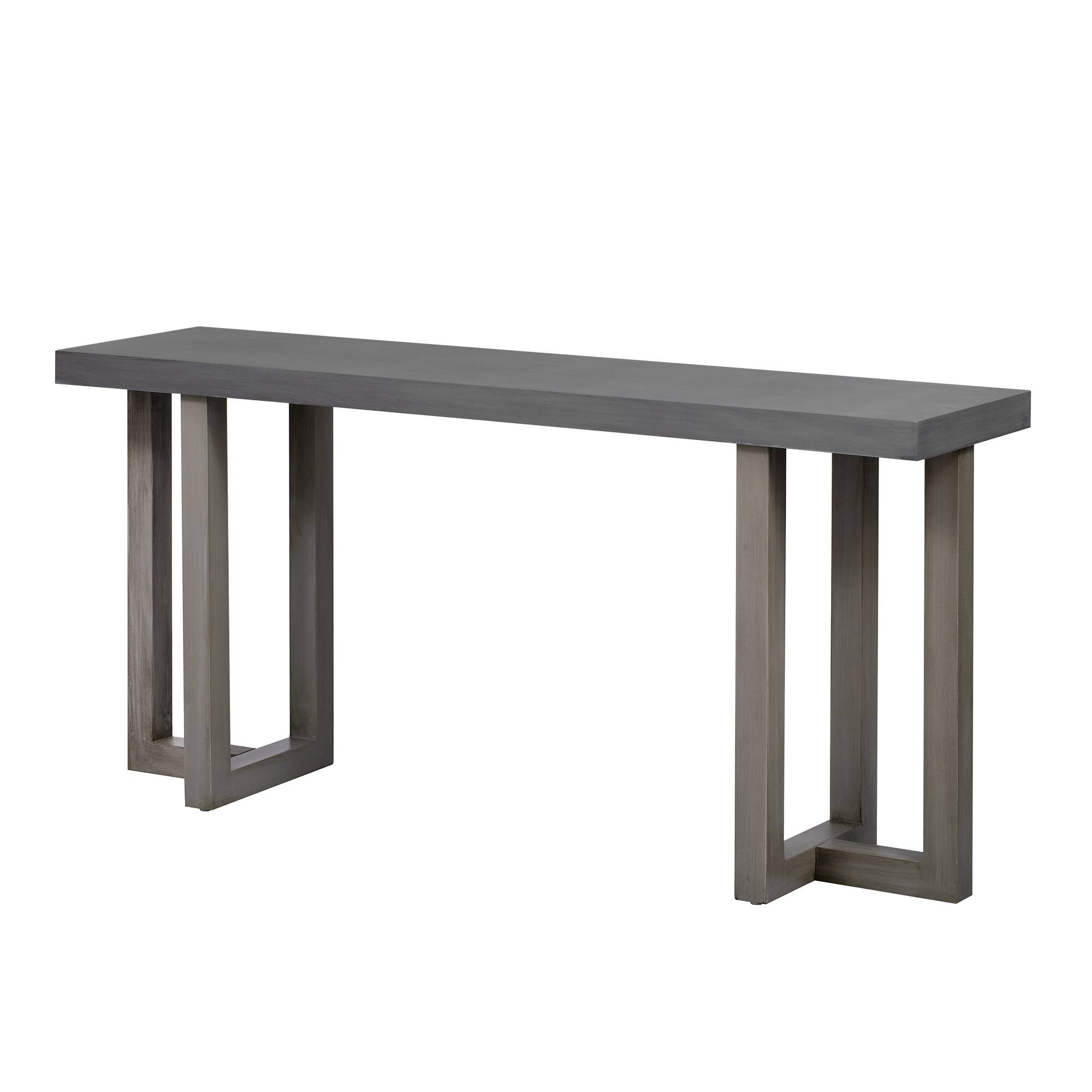 Front. Spaco - Spaco Geometric Patchwork Console Table with Pine Veneer Top and Solid Pine Legs for Modern Entryway Living Room - Dark Gray.