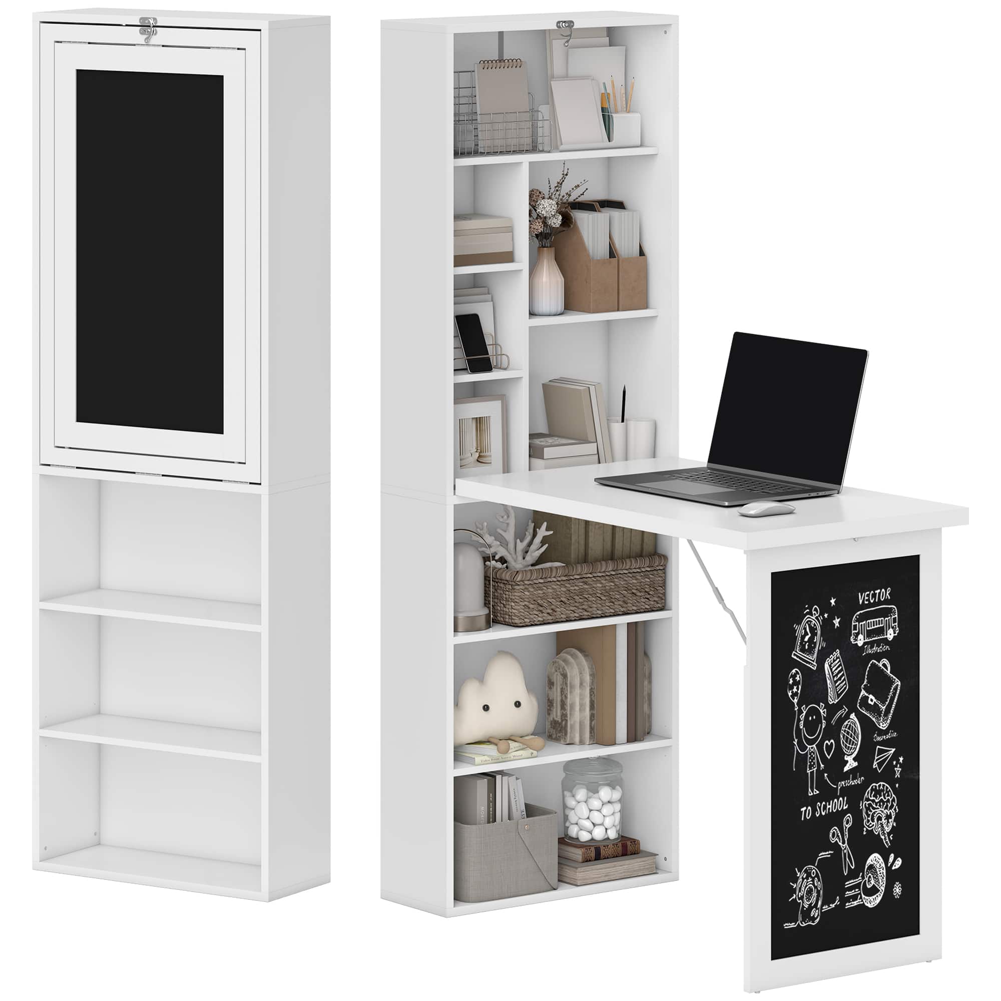 Homcom - Fold-out Convertible Office Desk - White
