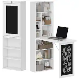 Homcom - Fold-out Convertible Office Desk - White