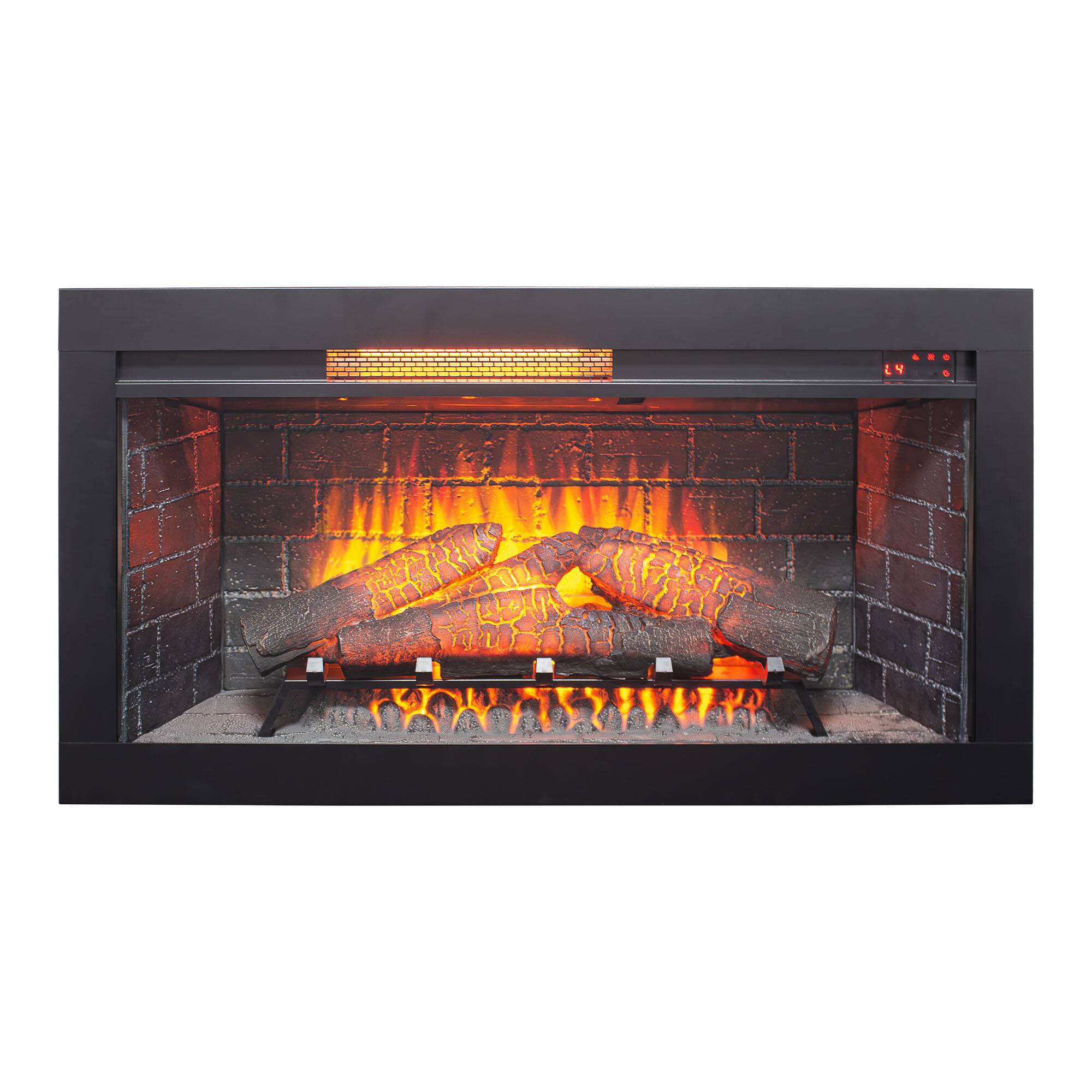 Angle. Mondawe - 36" Infrared Electric Fireplace Insert w/ Removable Trim, Touch Panel, CSA/UL Certified, 5018 BTU - Black.