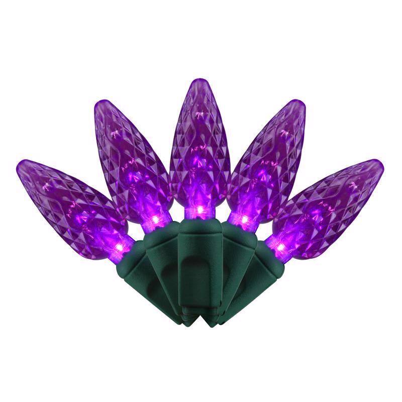 Front. Celebrations - Purple 100 ct LED C6 Halloween String Lights - Purple.