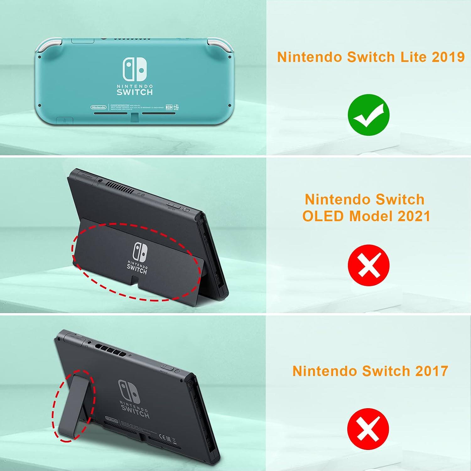 Nintendo Switch Lite 2019  
Nintendo Switch OLED Model 2021  
Nintendo Switch 2017
