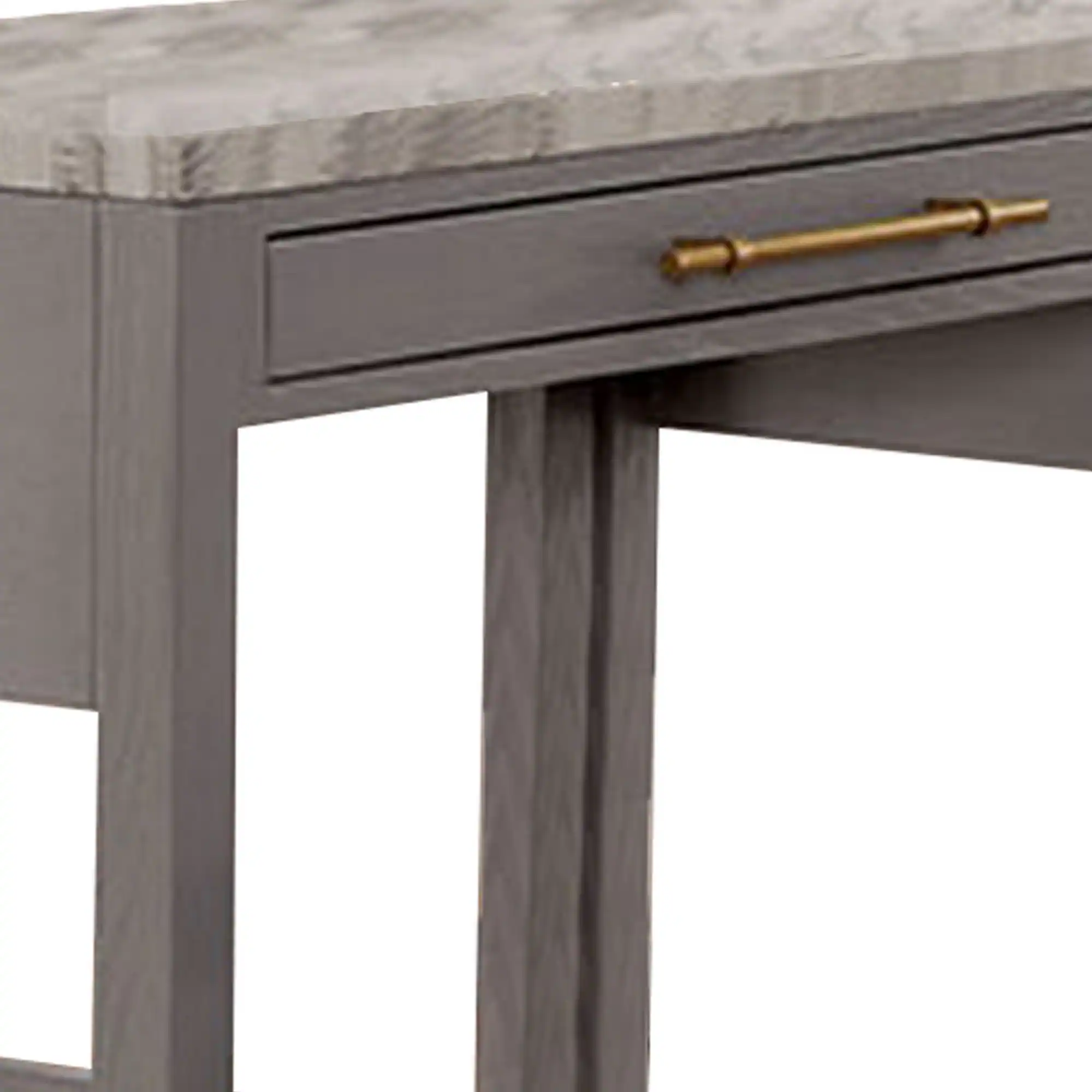 Alt View 2. Manhattan Lane - 39 Inch Faux Marble Top Table with Felt Lined Storage Drawer - White, Gray, Beige.
